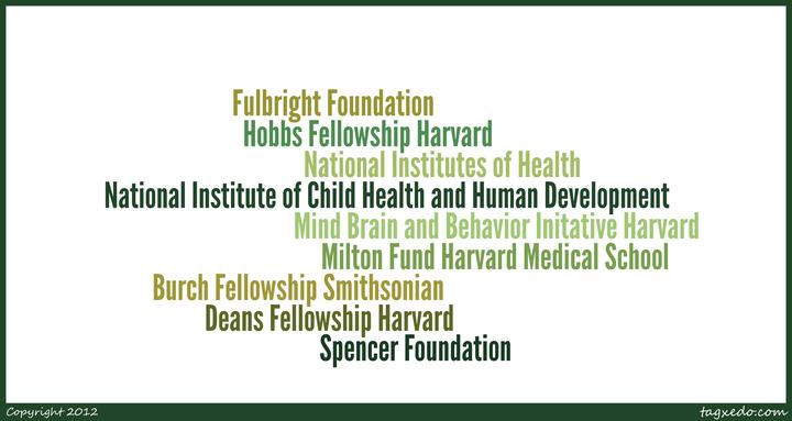 Funding: Fulbright Foundation, Hobbs Fellowship Harvard, NIH, NICHD, Mind Brain Initiative at Harvard, Milton Fund - HMS, Burch Fellowship Smithsonian, Deans Fellowship Harvard, Spencer Foundation